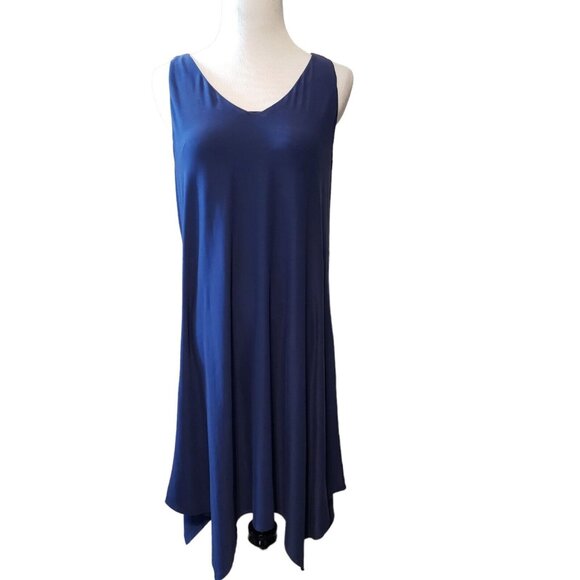 Soma Womens Sleeveless Navy Blue Dress With V-Neck‎ & Back Tie Detail size S - Picture 2 of 16